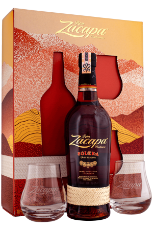 Zacapa Solera Gran Reserva + 2 poháre v Kartóne